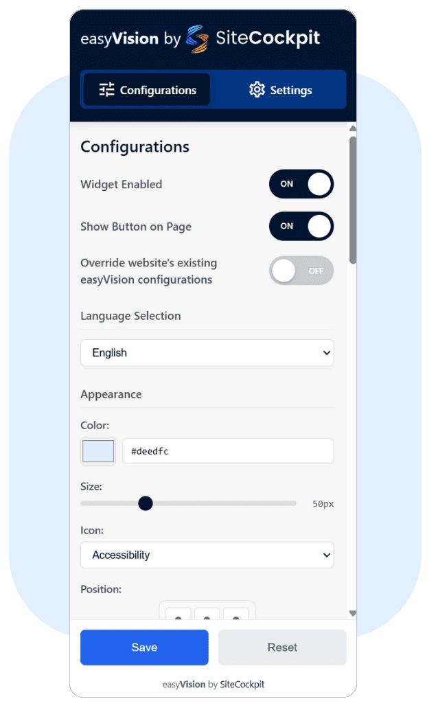 Accessibility display in Chrome Browser using easyVision