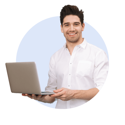 Mann mit Laptop