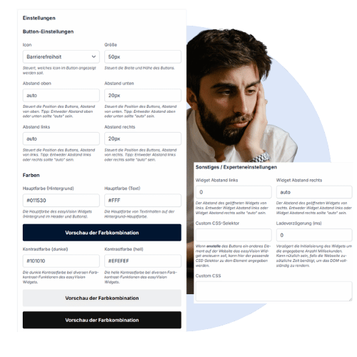 Einige Features der easyVision App: Farbsättigung, Zeilenabstand und legastheniefreundliche Schrift.
