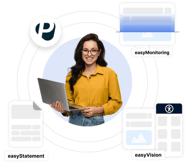 Person mit Tablet – bereit für barrierefreien Shop