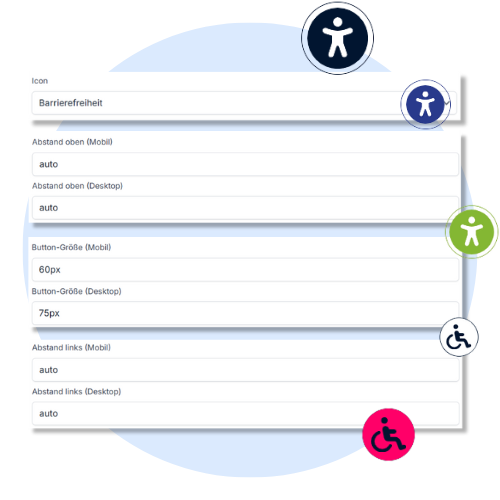 Screenshots showing easyVision icon settings