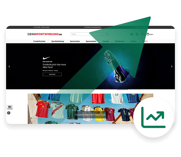 Screenshot of DeinSportsfreund online shop with easyVision widget enabled
